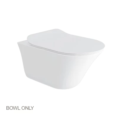 VIVE RIMLESS WALL HUNG TOILET BOWL WITHOUT TOILET SEAT COVER IN WHITE