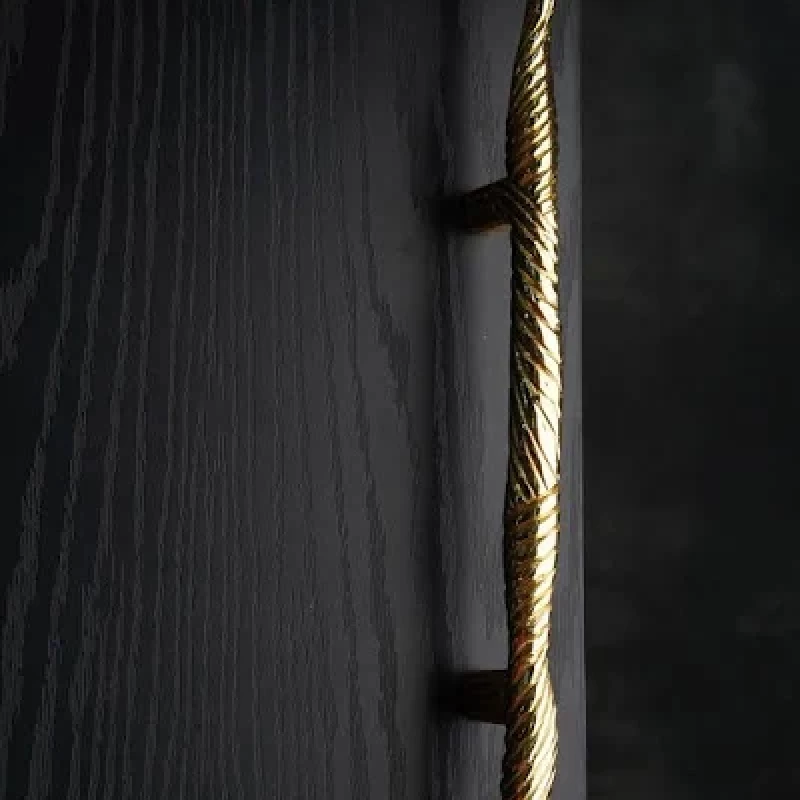 Folkstorys Handmade Metal Designer Gold Linear Branch Wardrobe Door handle